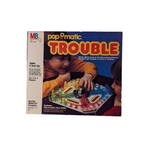Trouble Pop O Matic Board Game 1986 Edition MB Milton Bradley Complete